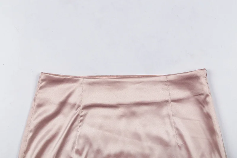 Атласная Юбка женская летняя высокая талия юбки для женщин пляжный стиль бохо Регулируемая розовая черная сексуальная офисная мини-юбка женская