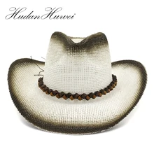 Черная соломенная шляпа в ковбойском стиле с широкими полями для распыления краски, летняя женская шляпа для мужчин и женщин, Панама, кепка для катания на открытом воздухе, дышащая пляжная дорожная солнцезащитная Кепка