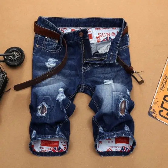 New Fashion Mens Ripped Short Jeans Brand Clothing Bermuda Summer 100% Cotton Shorts Breathable Denim Shorts Male Size 28-38 New Fashion Mens Ripped Short Jeans Brand Clothing Bermuda Summer 100% Cotton Shorts Breathable Denim Shorts Male Size 28-38