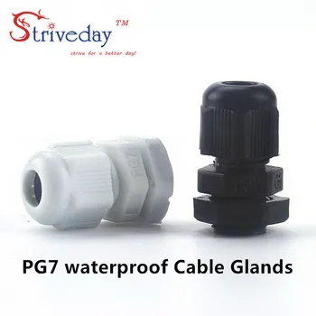 

100pcs/lot White/Black PG7 Nylon cable gland Wiring Accessories cable connector waterproof