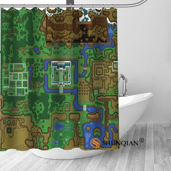 

Custom Legend Of Zelda Map Hot Sale Polyester Fabric Printing Shower Curtain Waterproof With Hooks Bath Curtain Gift