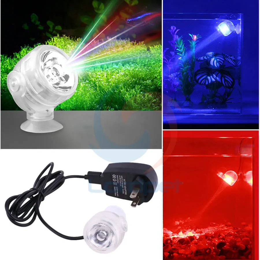 Aquarium Amphibious Submersible Mini LED Spotlight Adjustable Direction