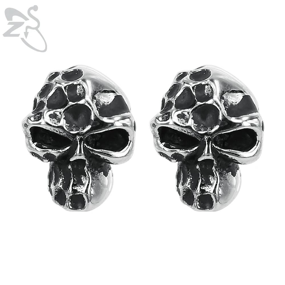 Brilliant Skull Heads Men Stud Earring Piercing Stainless Steel Skull