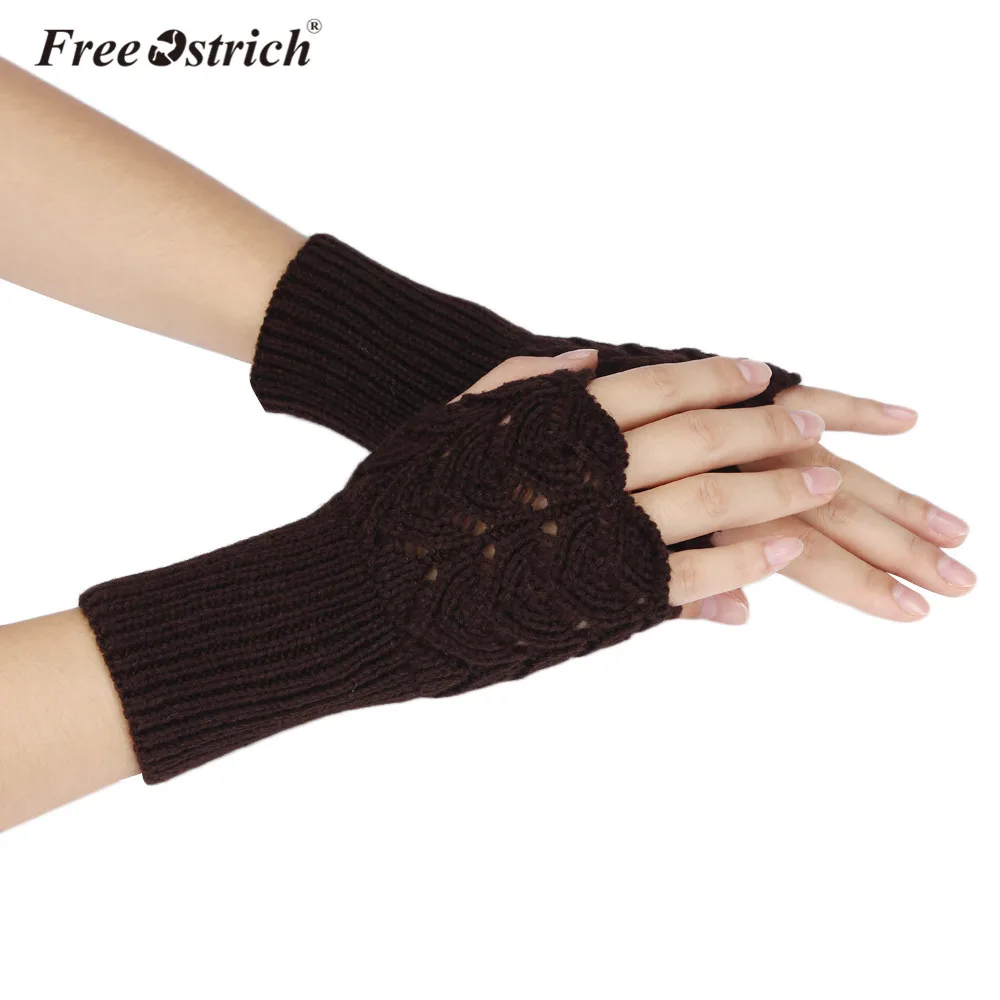 Перчатки Free Ostrich леди Для женщин Теплый Зимний короткий Вязание половины пальцев сердце Форма трикотажных перчаток CJ15