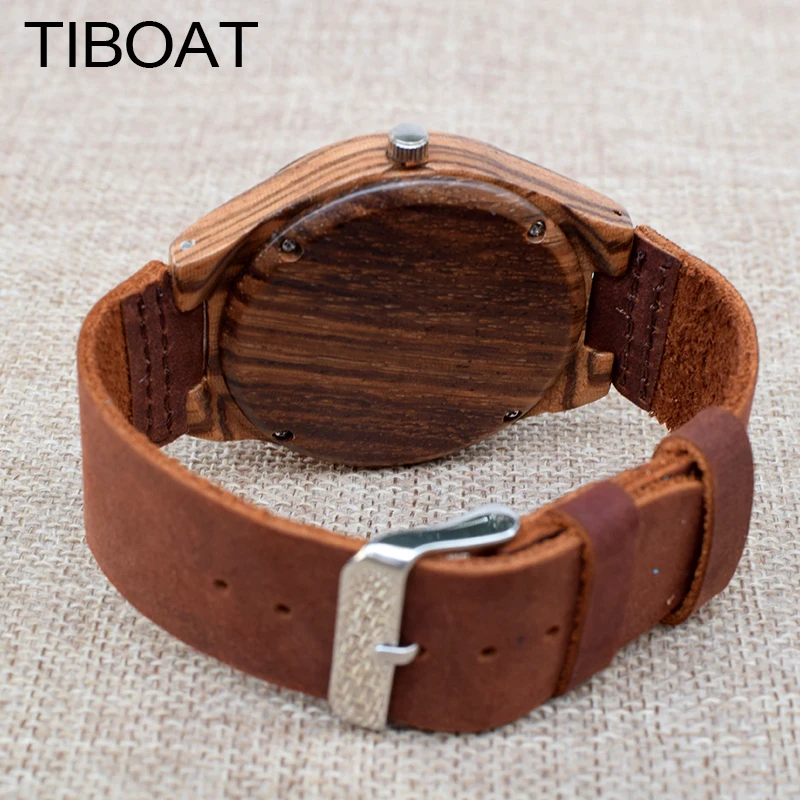 Tiboat простой Повседневное деревянные часы Природный наручные ручной работы из