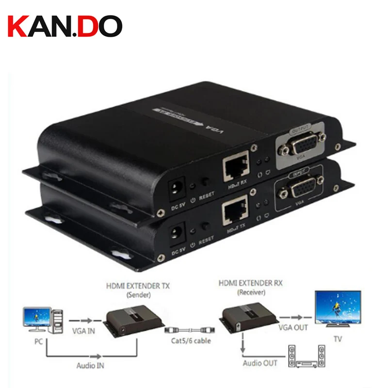 LKV383VGA до 120 м VGA HDbitT удлинитель с передачей звука на CAT5/5e/6 CAT6 кабеля 1080P видео