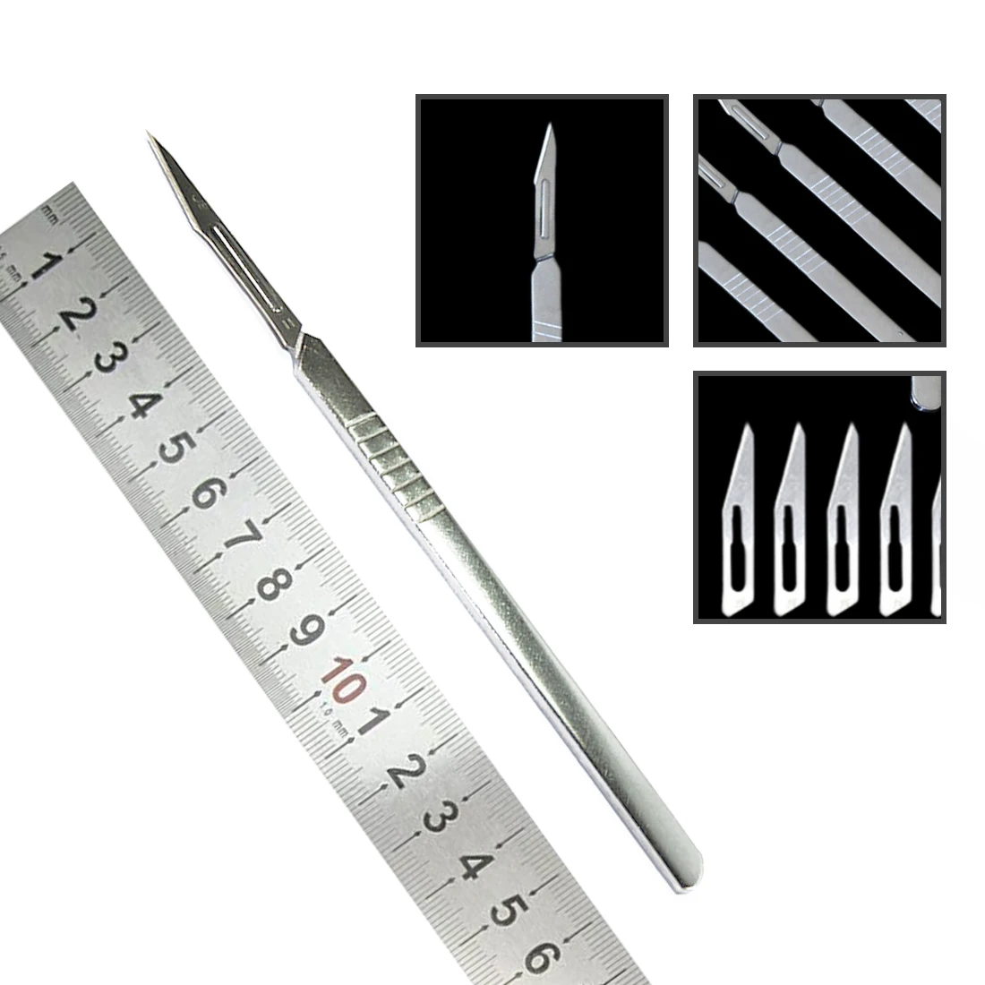 

10 pc 23# Carbon Steel Surgical Scalpel Blades + 1pc 4# Handle Scalpel DIY Cutting Tool PCB Repair Animal Surgical Knife