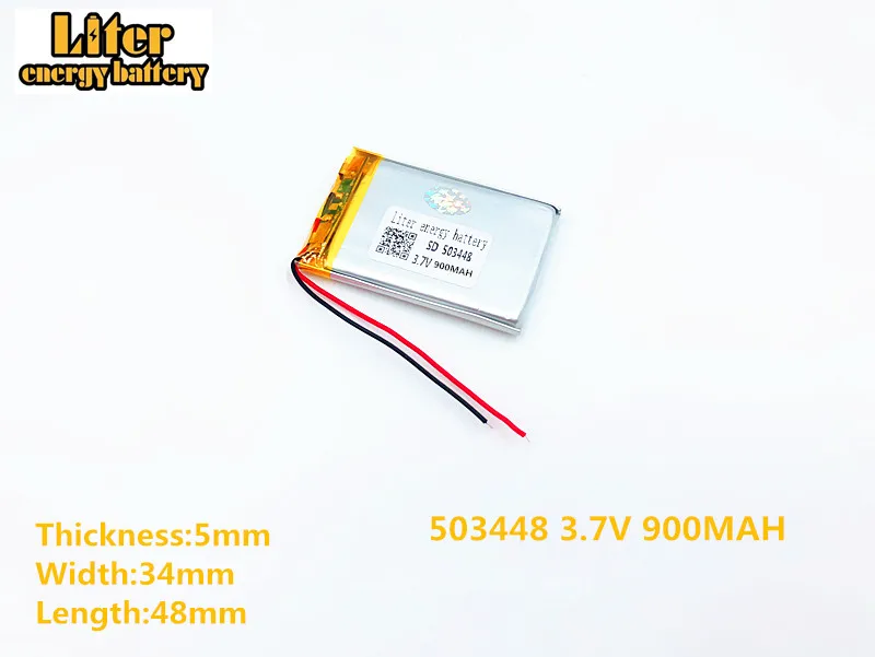 

Liter energy battery 3.7V 900mAh 503448 plug Lithium Polymer Rechargeable Battery For MP3 MP4 MP5 Lithium polymer battery