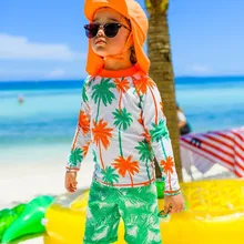 Купальный костюм для мальчиков; детский купальный костюм; детская одежда для купания; детская одежда с длинными рукавами; милый комплект из трех предметов для серфинга