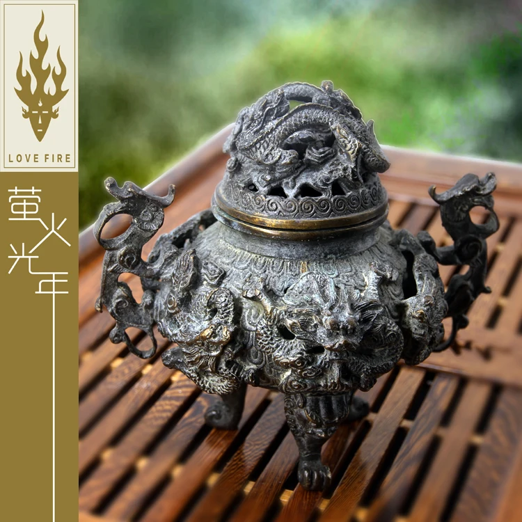 

Chinese ancient incense ash fine copper engraving