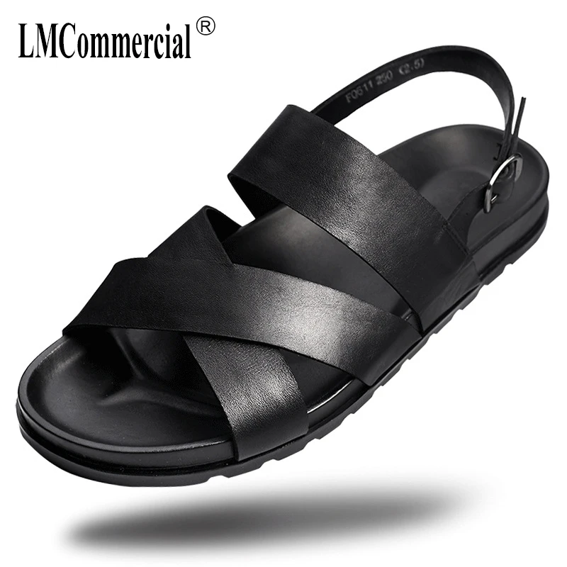 

Rome Genuine Leather men's sandals Sneakers Men Slippers Flip Flops casual Shoes beach outdoor all-match cowhide Leisure shoes