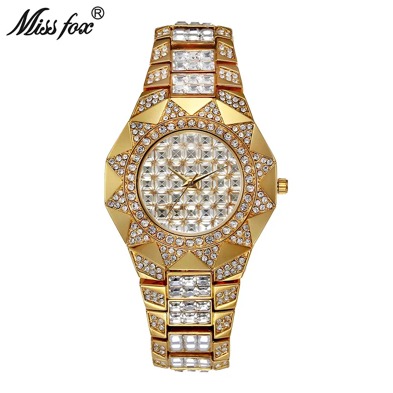 

Miss Fox Sun Womens Watches Top Brand Japan Movt Quartz Watch Flower Female Diamond Solar Gold Watch Missfox Lady Wrist Watches