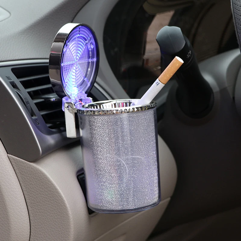 

Car Styling Ash Tray Ashtray Storage Cup with LED Light Home Auto Travel Cigarette Container Smoke Holder Portable Accessories