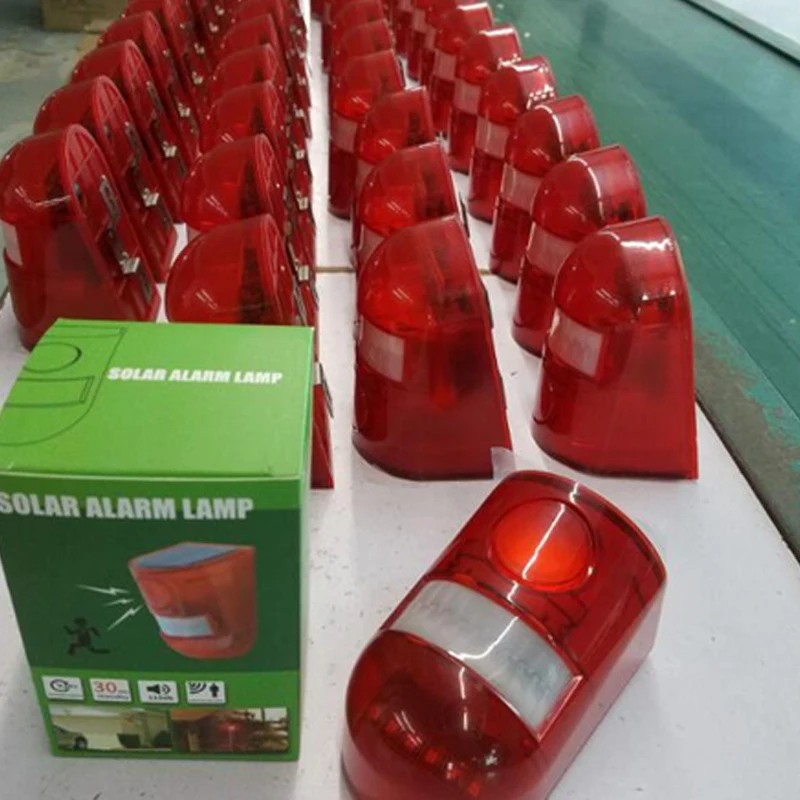 Emissor de Luz Lâmpada de Alarme Ip65 à Prova Diodo Solar Aviso 6led Luz Vermelha Dwaterproof Água Sensor Movimento Cautela Luzes Lugar Secreto Parede 110db Som 12 Cheap Lâmpadas solares