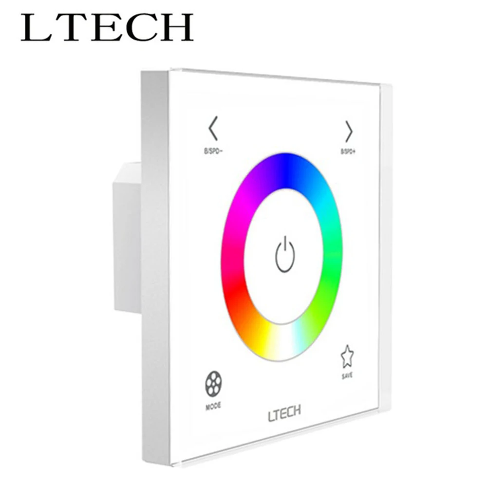 

E3S RGB touch panel; LTECH E3S LED RGB wall-mounted touch screen dimmer; DC12-24V input 4A * 3CH output RGB strip panel controll