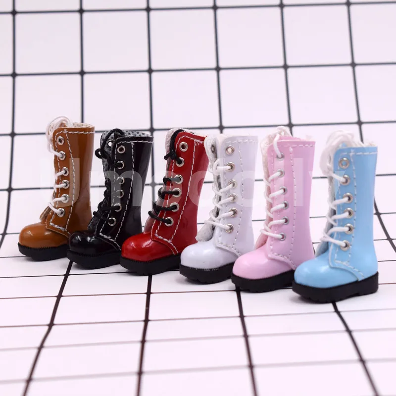 

6 Colors 1 Pair Cool Fashion Mid-calf Martin Boots for Blyth, Pullip, Barbies, Azone Doll shoes 1/6 Doll Accessories