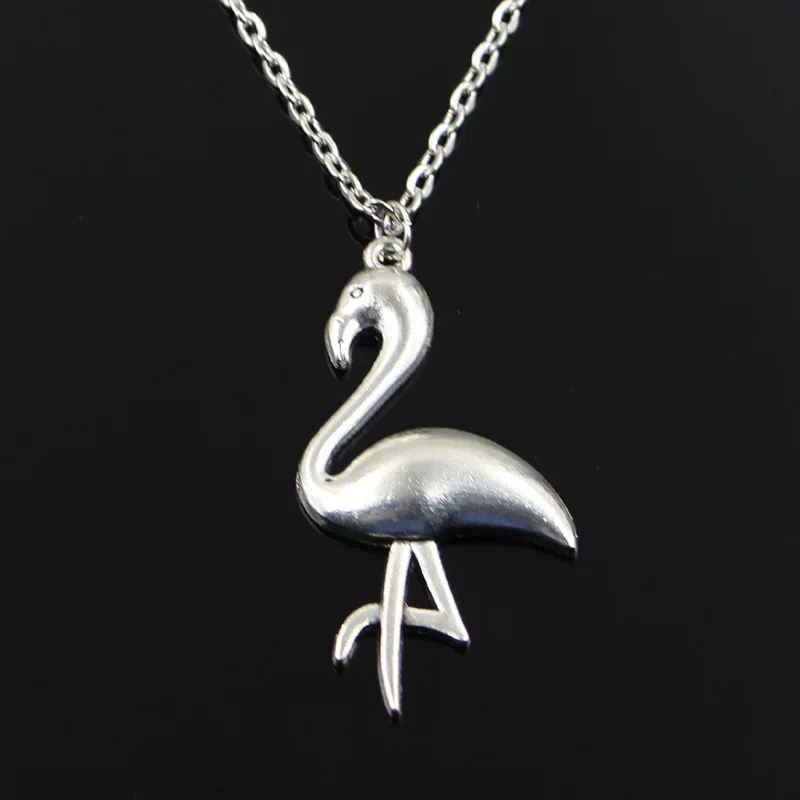 Simple Classic Fashion Single Stand Crane Flamingo Antique Silver Color Pendant Short Long Chain Necklaces Jewelry For Women | Украшения и