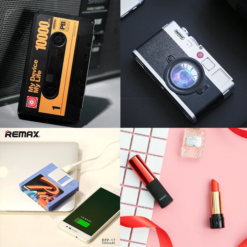 Remax портативная губная помада мини 10000 мАч Внешний аккумулятор Powerbank 2400 пленка