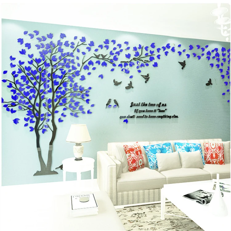 Цветной стикер на стену DIY обои большая настенная наклейка s Фреска Искусство Декор для гостиной домашний Декор 3D акриловое дерево наклейка для декора стен