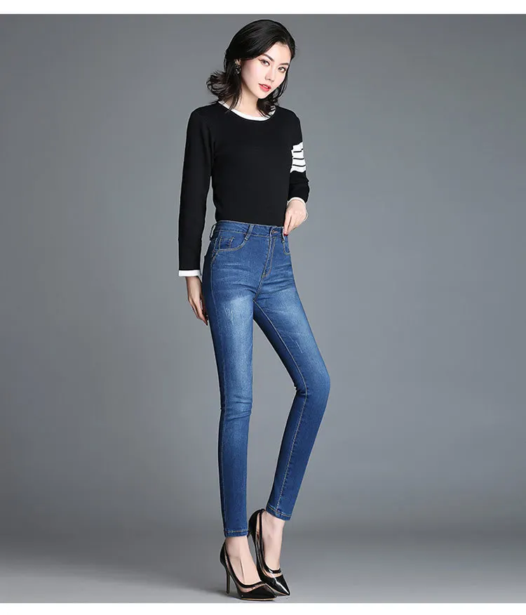 Женские Стрейчевые джинсы с высокой талией, женские джинсы с эффектом пуш-ап, женские обтягивающие узкие винтажные джинсовые брюки-карандаш, женские джинсы