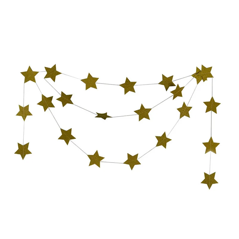 Fashion Wall Hanging Paper Star Garlands 2m Long Birthday String Chain Wedding Party Banner Handmade Children Room Home Decor