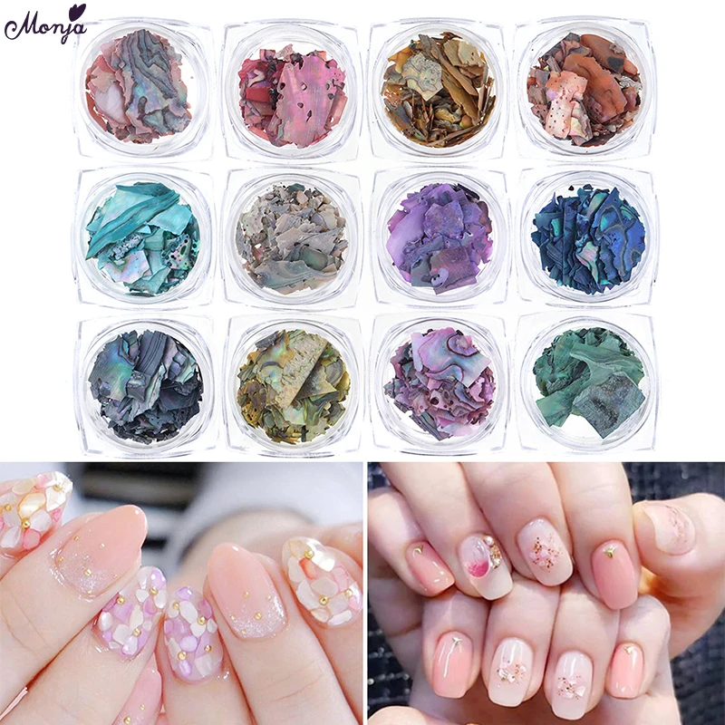 Monja дизайн ногтей 12 цветов Seashell блёстки блестка сломанной T DIY нерегулярные тонкий