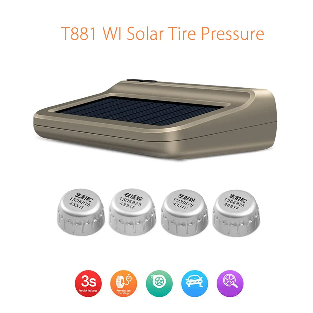 Blueskysea T881 Solar Tire Pressure Control System font b TPMS b font WI Connection Auto pair