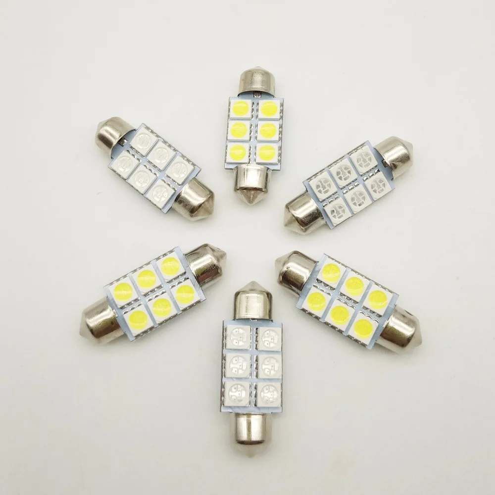 10 шт. гирлянда 5050 6SMD 31/36/39 мм/41 мм автомобиля светодиодный светильник 24V12V белый/синий/зеленый/красный/желтый FT C5W автомобильный Стайлинг межкомнатных дверей светильник