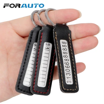 

FORAUTO Gift Phone Number Plate Key Ring Phone Number Card Keyring Car-styling Anti-lost Car Keychain Auto Vehicle Key Chain