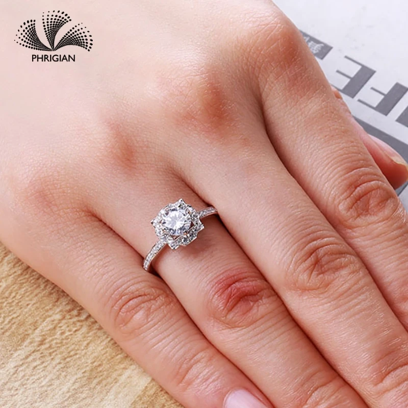 

Sona NOT FAKE Fine Engraving Ring S925 Sterling silver Diamond Custom ring Marry me ring 925 round cut