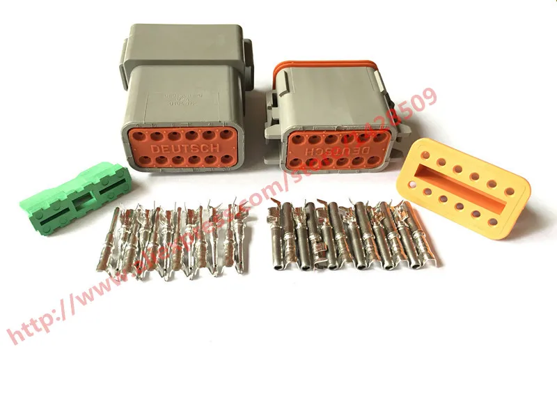 

10 Set 12 Pin Female Male Waterproof Electrical Wire Connector Plug Deutsch Enhanced Seal Shrink Boot Adapter DT06-12S DT04-12P