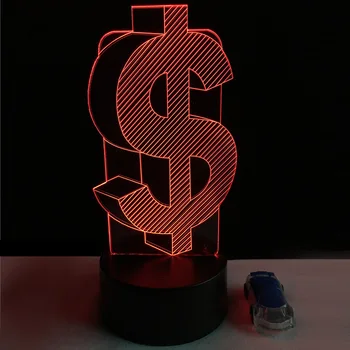 

Unique 3D USD Dollar Night Light Enterprise Home Decor Flash Party 7 Color Change Remote Controller Desk Table Lamp Friend lamp