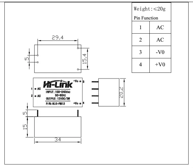 AC-DC 220V to 12 V intelligent household switch mini isolated power supply module