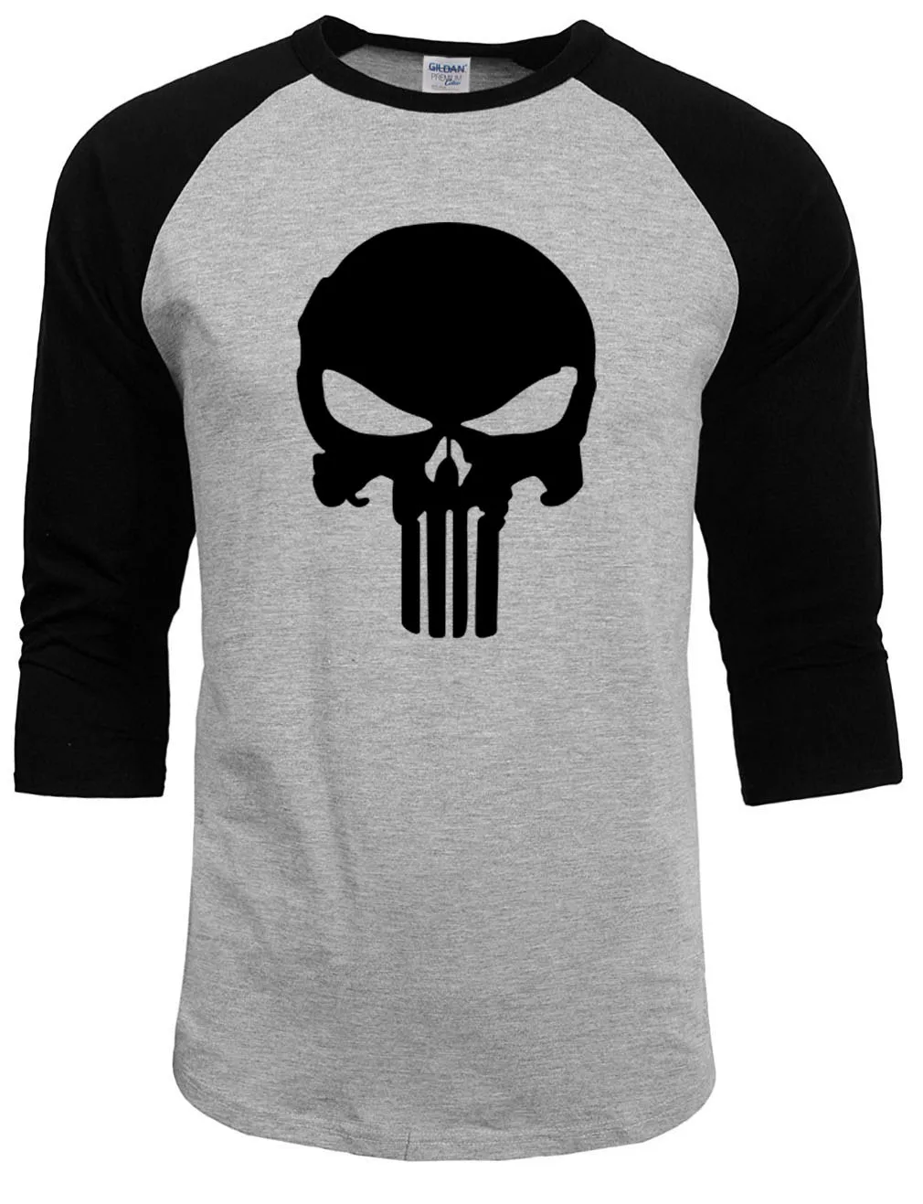 

2017 new fashion brand clothing skull tops homme streetwear the punisher funny raglan sleeve t-shirts crossfit casual shirt men