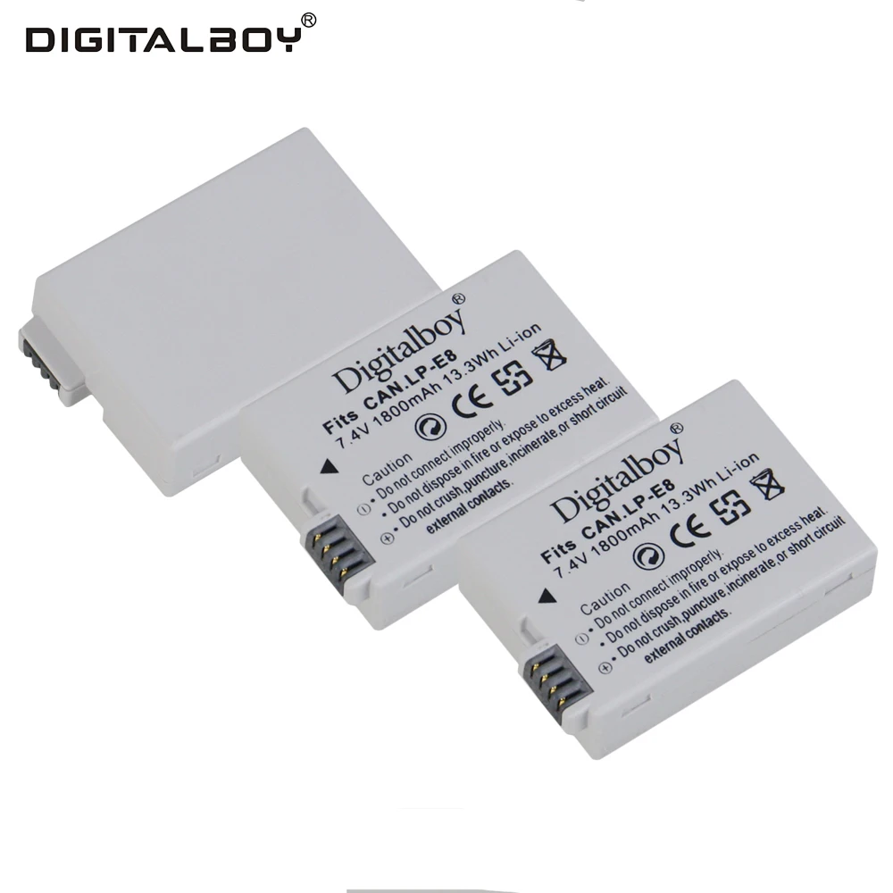 Digital Boy 1800mAh 3pcs Battery LP E8 LP E8 LP E8 Rechargeable Camera Battery For Canon 550D