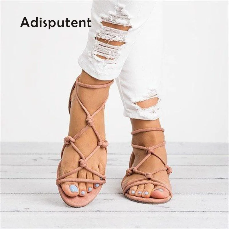 

Adisputent Fashion Women Sandals Sandals Summer Shoes Female Flat Sandals Rome Style Cross Tied Sandals Shoes 35-43