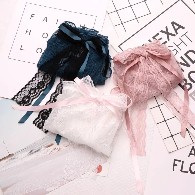 

SP&CITY Japan Sweet Big Bow Lace Underwear Women Sexy Ruffles Hollow Out Dots Panties Transparent Briefs Female Lingerie