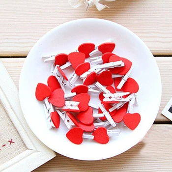 

10pcs / lot creative decoration red peach heart wood clip creative cartoon notes folder photo folder school supplies