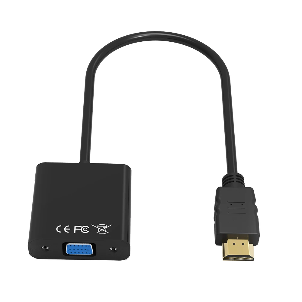 Robotsky HDMI к VGA адаптер цифро-аналоговый av-конвертер кабель для Xbox PS4 ПК ноутбук ТВ коробка к проектору Displayer HD tv - Цвет: No audio and power