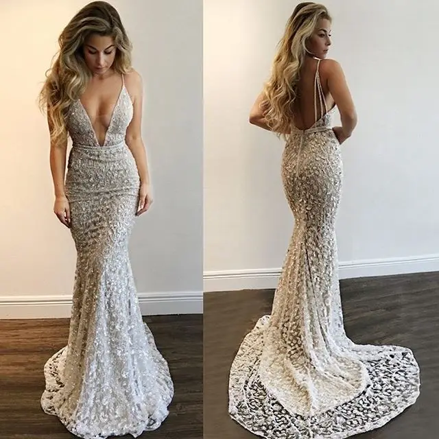Sexy New Mermaid Evening Dresses 2018 Spaghetti Strap Floor Length Beading Crystal Tulle Prom Dresses Robe de soriee Sexy New Mermaid Evening Dresses 2018 Spaghetti Strap Floor Length Beading Crystal Tulle Prom Dresses Robe de soriee