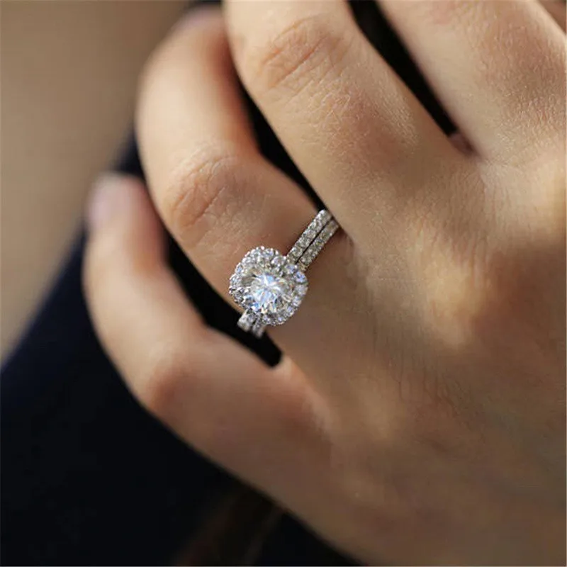 Yobest серебряный цвет обручальные кольца для женщин квадратный циркон ювелирные изделия Bague Bijoux Femme обручальное кольцо набор аксессуаров