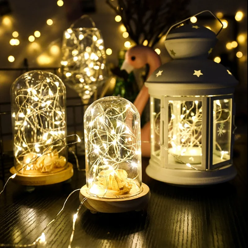 Светодиодный светильник-гирлянда s 10 м 5 м 2 м, серебряная гирлянда, украшение для дома, Рождества, свадьбы, вечеринки, питание от батареи 5 В, USB, сказочный светильник