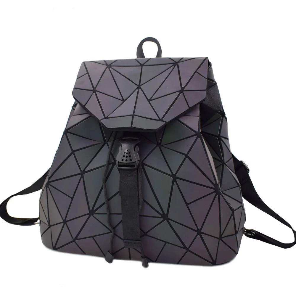New Women Laser Luminous School Backpack Geometric Shoulder Bag Folding Student School Bags For Teenage Girl Hologram Bsac a dos