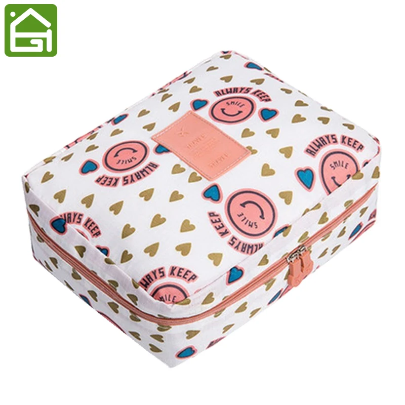 

2 Layers Travel Cosmetic Storage Bag Waterproof Flower Pattern Makeup Organizer Portable Toiletry Hangbag