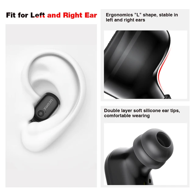 UCOMX U6E Wireless Earphone Bluetooth Earbud In-Ear Mini Single Bluetooth Earphone with Mic Invisible Earpiece for Smartphone