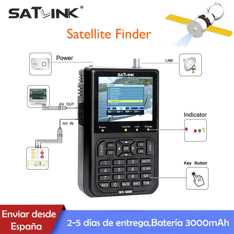 

Satlink DVB-S Satellite Finder lnb DVB S Digital Satellite Finder Meter 3.5 inch LCD Display Spain Satlink FTA Satelite Finder