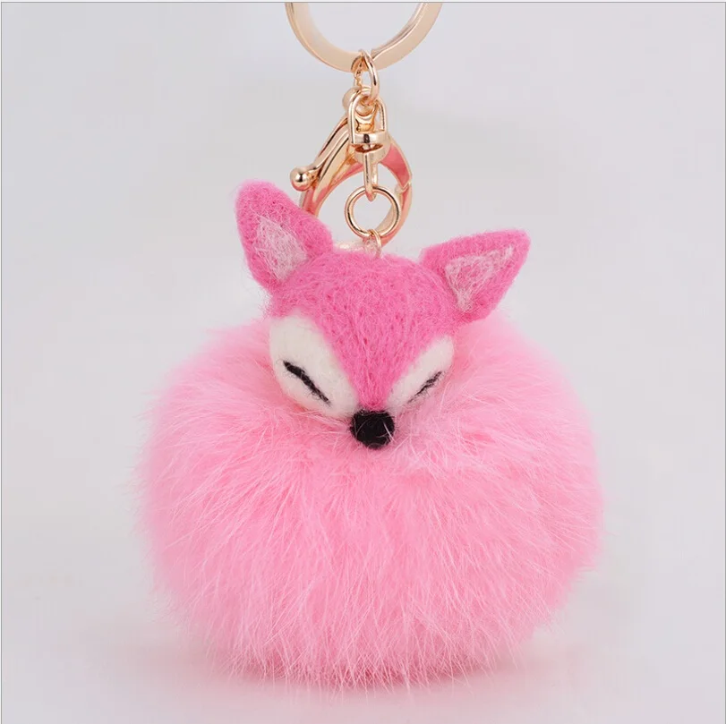 Pom Pom Keychain New Gift Cute Fox Fur Ball Fluffy Keychain Car Key