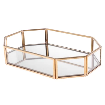 

Geometric Jewelry Box Alloy Makeup Cosmetics Organizer Terrarium Plant Succulent Planter Container Case Home Tabletop Decor