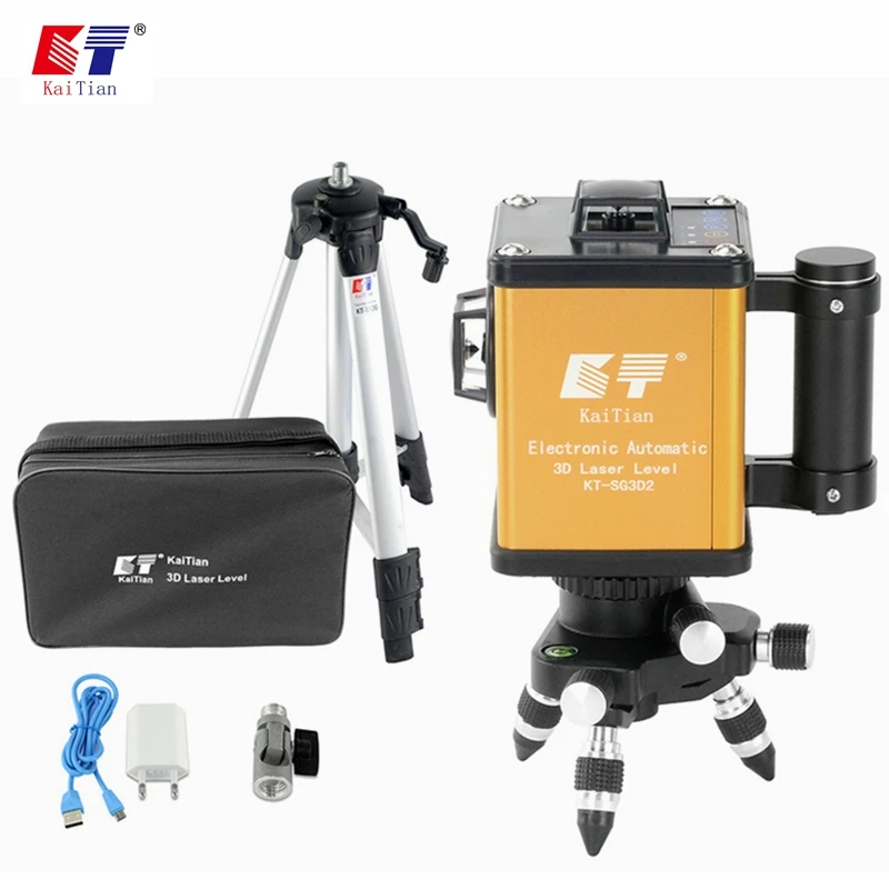 

KaiTian Laser Level Tripod 3D Green 12 Lines Self-Leveling 360 Horizontal 520nm Vertical Cross Livello Laser x Beam Line Levels