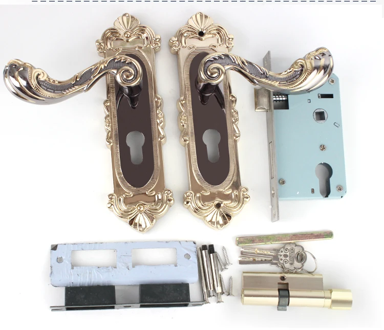 

Stainless steel handle lock Interior room door European-style wood door Solid wood door handle Mortise Lock Three-piece
